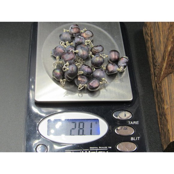 16" Sterling Silver Real Dark Purple Blue Pearls Necklace Vintage Minimalist - Picture 6 of 6